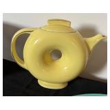 Vintage Turquoise Platter, Vintage Hall Donut Teapot and Blue Pottery Bowl