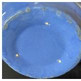 Vintage Turquoise Platter, Vintage Hall Donut Teapot and Blue Pottery Bowl
