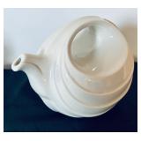 Vintage Hall White Rhythm Art Deco Swirl Teapot