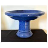 Beautiful Blue Pedestal Pottery Bowl