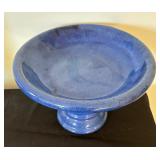 Beautiful Blue Pedestal Pottery Bowl