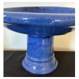 Beautiful Blue Pedestal Pottery Bowl