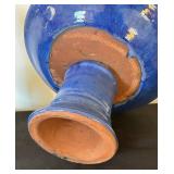 Beautiful Blue Pedestal Pottery Bowl