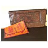 Two Vintage Leather Clutches / Handbags