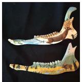 Two Hand Painted Animal Jaw Bones