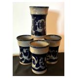 Four Handcrafted Pottery Cups