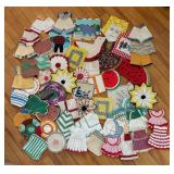 Collection of Colorful Vintage Kitchen Linens and Textiles