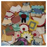 Collection of Colorful Vintage Kitchen Linens and Textiles