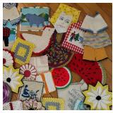 Collection of Colorful Vintage Kitchen Linens and Textiles