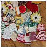 Collection of Colorful Vintage Kitchen Linens and Textiles