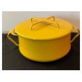 Mid Century Dansk Kobenstyle Yellow Enamel Dutch Oven