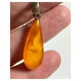 Pair of Sterling Silver and Baltic Amber Necklace