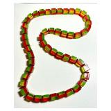 Vintage Celluloid Lime Watermelon Beaded Necklace