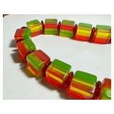 Vintage Celluloid Lime Watermelon Beaded Necklace