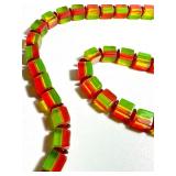 Vintage Celluloid Lime Watermelon Beaded Necklace