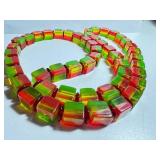 Vintage Celluloid Lime Watermelon Beaded Necklace