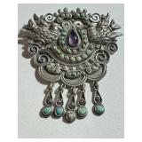 Vintage Matl Matilde Poulat Jeweled Palomas Reposśe Sterling Silver Pin