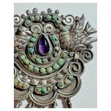 Vintage Matl Matilde Poulat Jeweled Palomas Reposśe Sterling Silver Pin