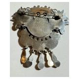 Vintage Matl Matilde Poulat Jeweled Palomas Reposśe Sterling Silver Pin