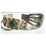 Two Vintage Sterling and Turquoise Bracelets