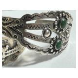 Two Vintage Sterling and Turquoise Bracelets