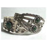 Two Vintage Sterling and Turquoise Bracelets