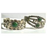 Two Vintage Sterling and Turquoise Bracelets