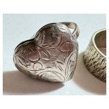 Two Vintage Sterling Rings and including a Vintage Sterling Heart Shaped Locket Ring