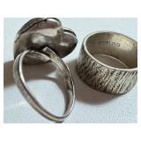 Two Vintage Sterling Rings and including a Vintage Sterling Heart Shaped Locket Ring