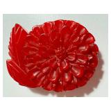 Vintage Red Art Deco Carved Bakelite Cuff Bracelet and Coordinating Clip