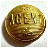 Two Vintage Bb - l - AGENT - l - Stock RAILROAD UNIFORM BUTTON small gilt