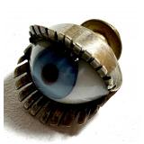 Vintage Eyeball Sterling Pin / Vintage Realistic Eyeball Pin