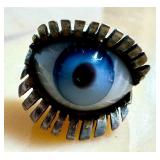 Vintage Eyeball Sterling Pin / Vintage Realistic Eyeball Pin