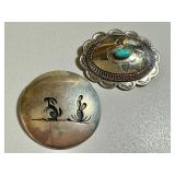 Two Vintage Silver and Sterling Brooches
