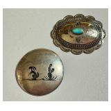 Two Vintage Silver and Sterling Brooches