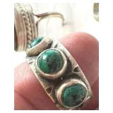 Three Vintage Rings and Two Vintage Pendants