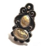 Vintage Lace Agate and Silver Ring