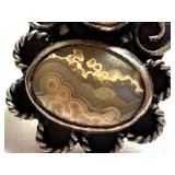 Vintage Lace Agate and Silver Ring