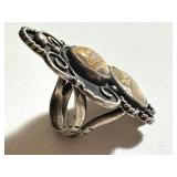 Vintage Lace Agate and Silver Ring