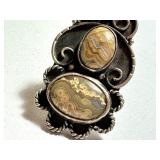 Vintage Lace Agate and Silver Ring