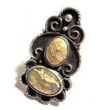 Vintage Lace Agate and Silver Ring