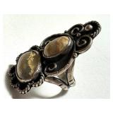 Vintage Lace Agate and Silver Ring