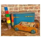 Vintage Sifo Rainbow Wagon, Toy Box and Blocks