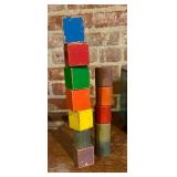Vintage Sifo Rainbow Wagon, Toy Box and Blocks