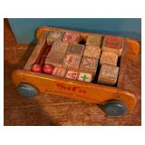 Vintage Sifo Rainbow Wagon, Toy Box and Blocks