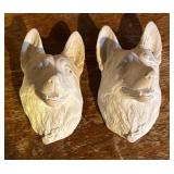 Plaster Dog Sculpture and 6 Dog Motif Plaques