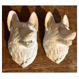 Plaster Dog Sculpture and 6 Dog Motif Plaques