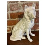 Plaster Dog Sculpture and 6 Dog Motif Plaques
