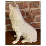 Plaster Dog Sculpture and 6 Dog Motif Plaques