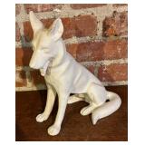 Plaster Dog Sculpture and Four Dog Motif Plaques